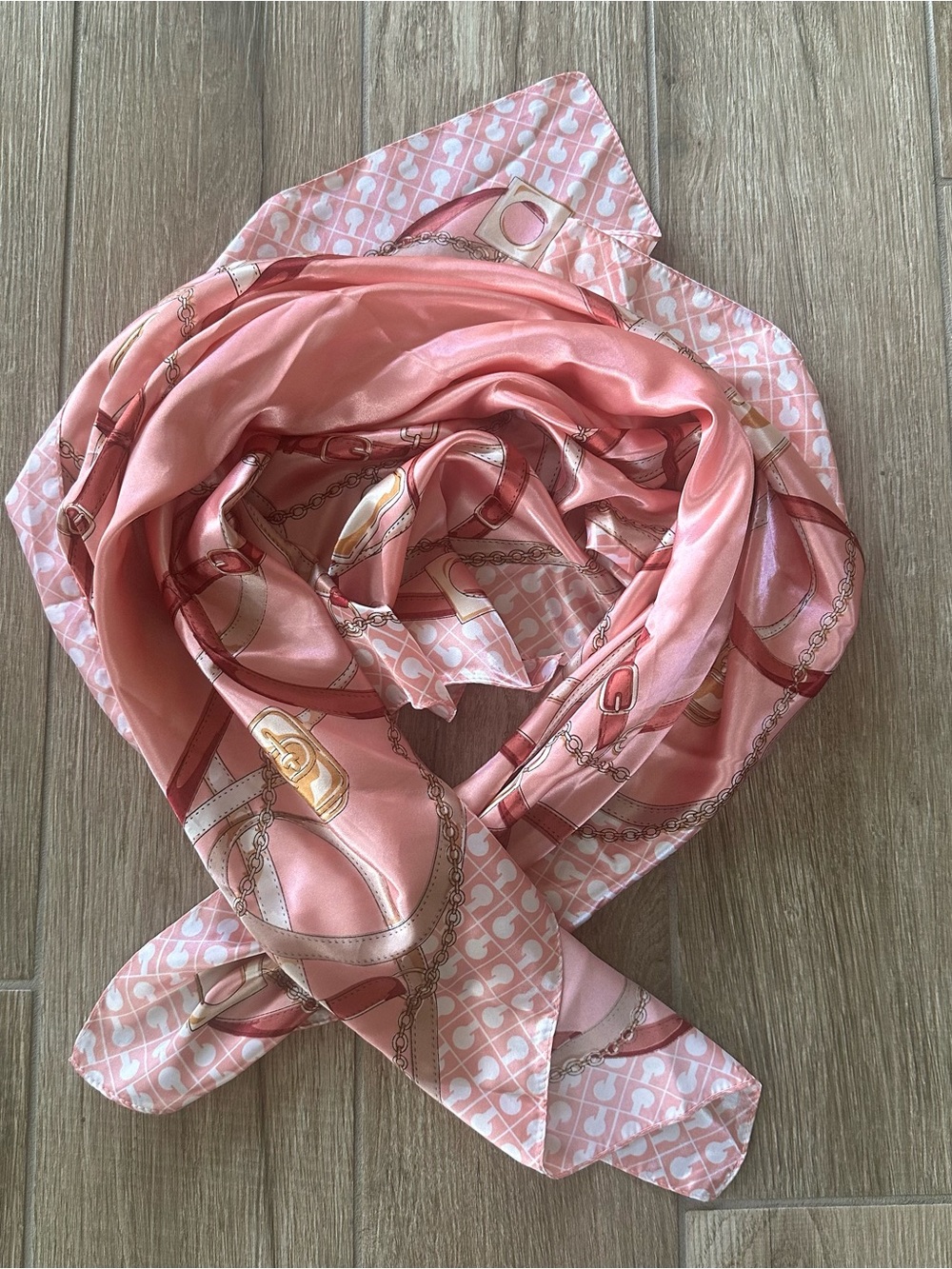 Corciova 100% Silk Feeling -Pink Patterned Women's Scarf 36x36